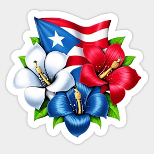 Puerto Rico Flowers Flag Sticker